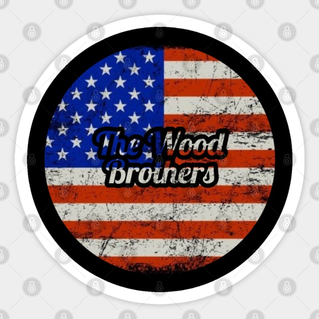 The Wood Brothers / USA Flag Vintage Style Sticker by Mieren Artwork 